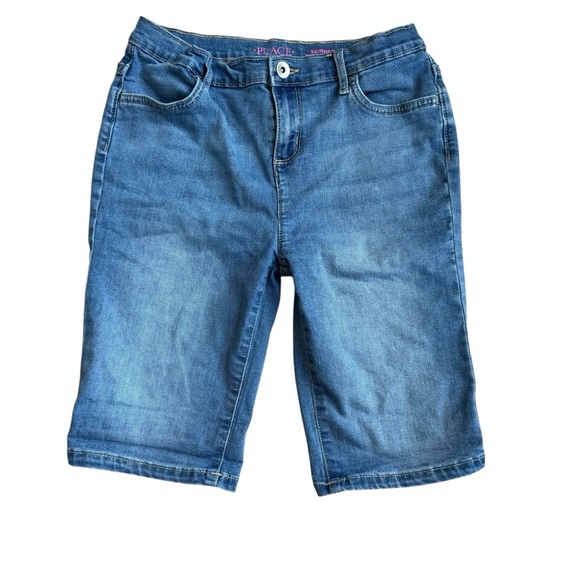 Place Blue Denim Jean Bermuda Shorts 10” Skimmer Pant Court Girls Youth 14 - Picture 1 of 5
